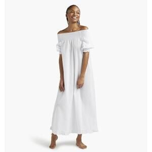 New Hill House Home Caroline Nap Midi Dress White Ruffled Short Sleeve Sz S